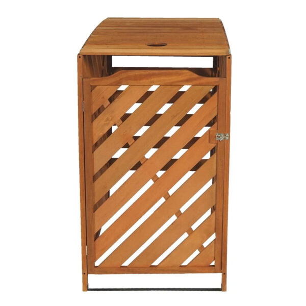 Expandable Wooden Trash Bin Cabinet with Lockable Lid