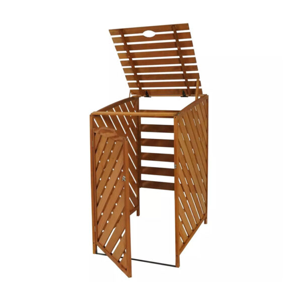 Expandable Wooden Trash Bin Cabinet with Lockable Lid