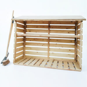 Heavy-Duty Slatted Wooden Log Store with Kindling Shelf