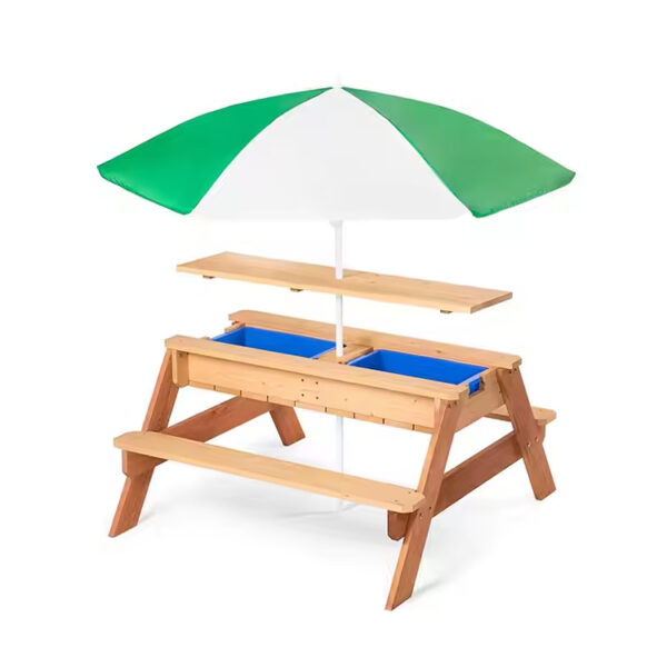 Kids Outdoor Sand and Water Activity Table with Adjustable Umbrella