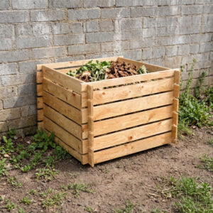 Mini Compost Bin Pine Wood 56×80×80cm