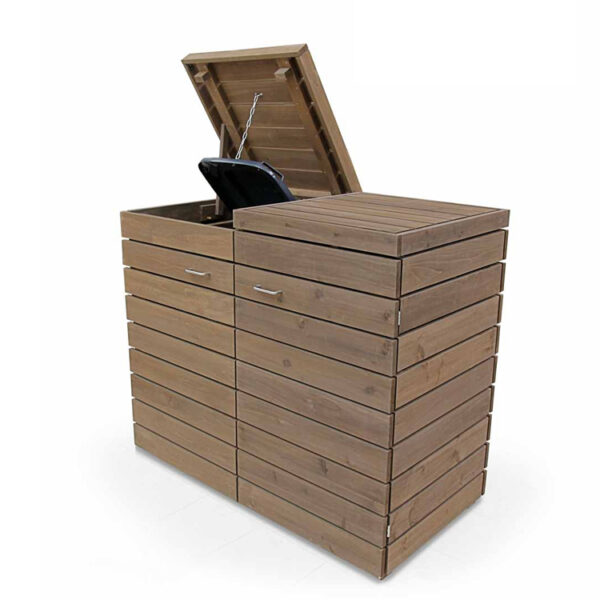 Modular Two-Bin Wooden Waste Enclosure