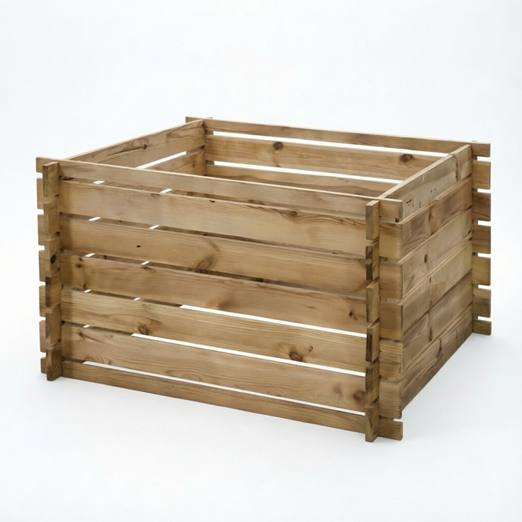 Natural Timber Slatted Garden Compost Bin