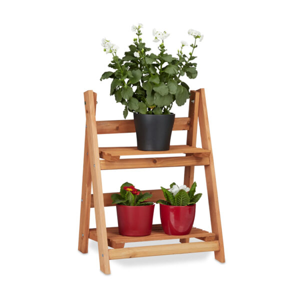 Wooden 2-Tier Ladder Flower Stand