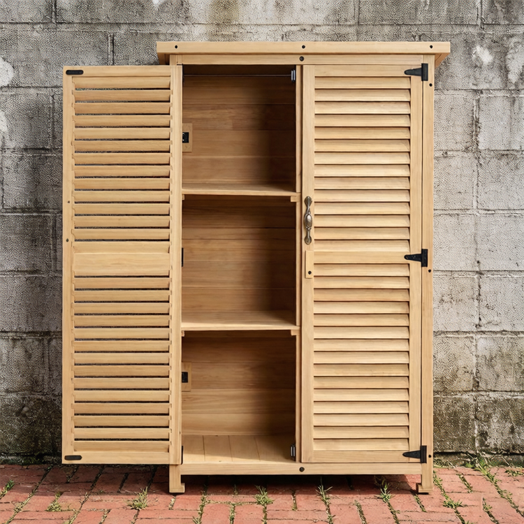 Outdoor Garden Storage Cabinet Wood 116×76×50cm - Image 2