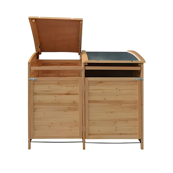 Outdoor Wooden Garbage Bin Storage Shed with Cover