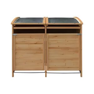 Outdoor Wooden Garbage Bin Storage Shed with Cover