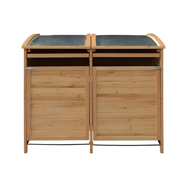 Outdoor Wooden Garbage Bin Storage Shed with Cover