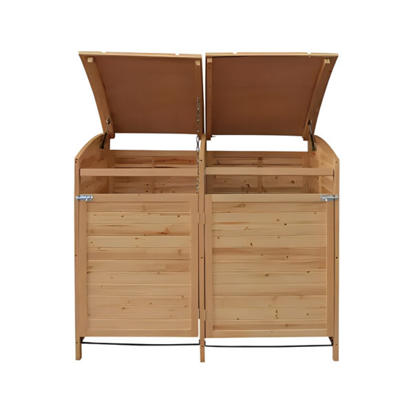 Outdoor Wooden Garbage Bin Storage Shed with Cover