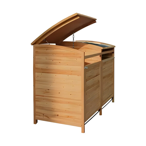 Outdoor Wooden Garbage Bin Storage Shed with Cover