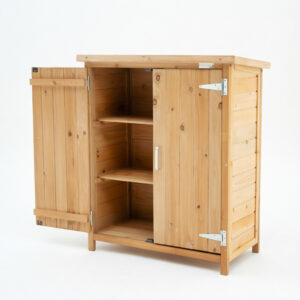 Outdoor Wooden Garden Storage Cabinet with Waterproof Pent Roof
