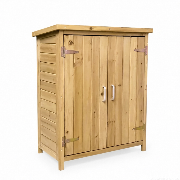 Outdoor Wooden Garden Storage Cabinet with Waterproof Pent Roof