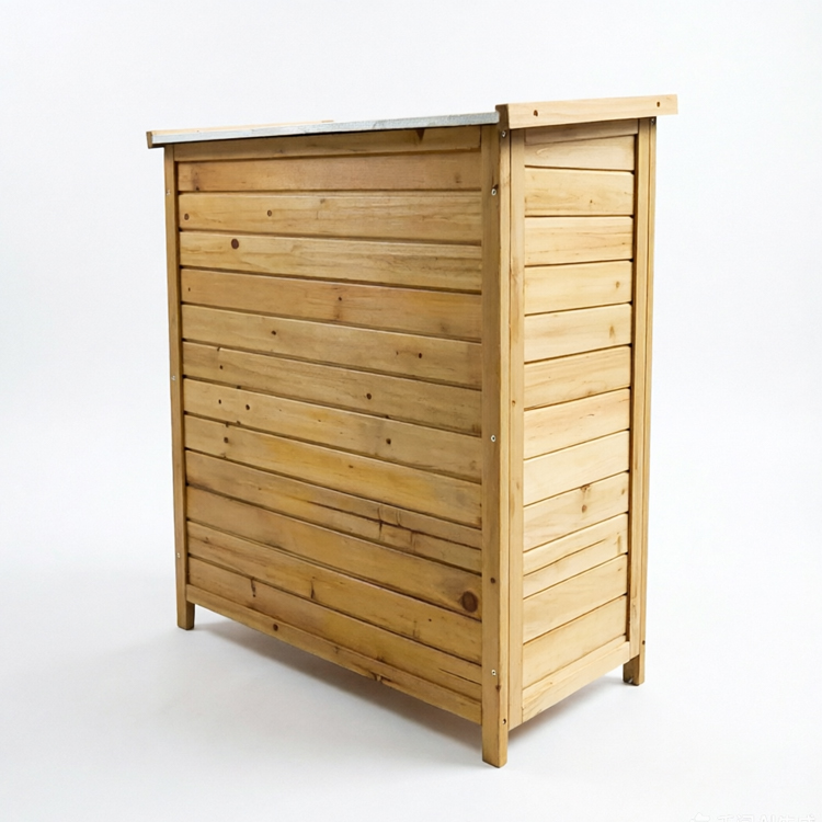Outdoor Wooden Garden Storage Cabinet with Waterproof Pent Roof