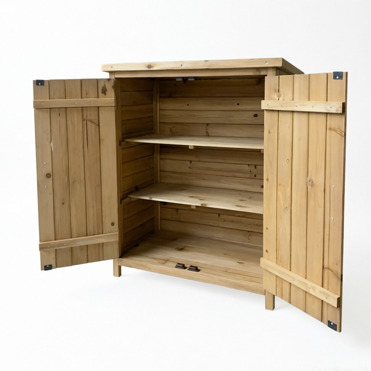 Outdoor Wooden Garden Storage Cabinet with Waterproof Pent Roof