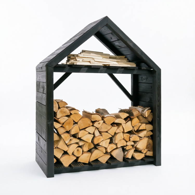Premium House-Shape Two-Tier Outdoor Wooden Log Store