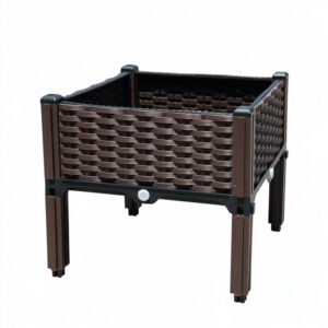 Rattan-Style Elevated Modular Raised Garden Bed with Self-Watering System