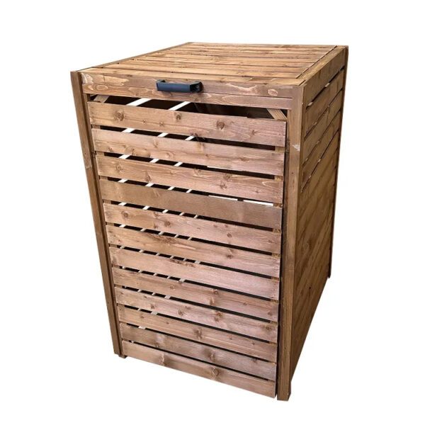 Rectangular Wooden Outdoor Trash Bin Enclosure