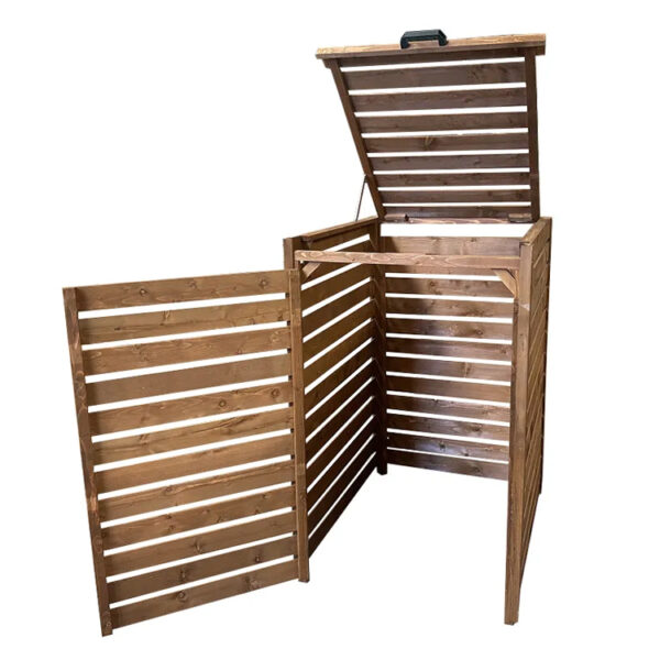 Rectangular Wooden Outdoor Trash Bin Enclosure