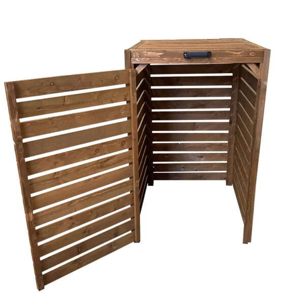 Rectangular Wooden Outdoor Trash Bin Enclosure
