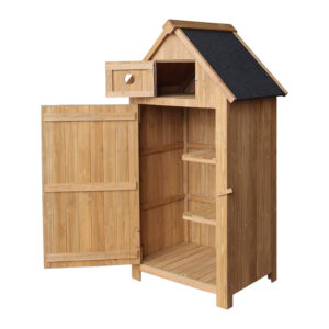 Small Outdoor Storage Cabinet with Removable Shelves and Waterproof Roof