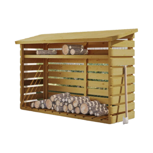 Ventilated Timber Log Store with Raised Floor and Shiplap Roof