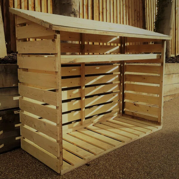 Ventilated Timber Log Store with Raised Floor and Shiplap Roof