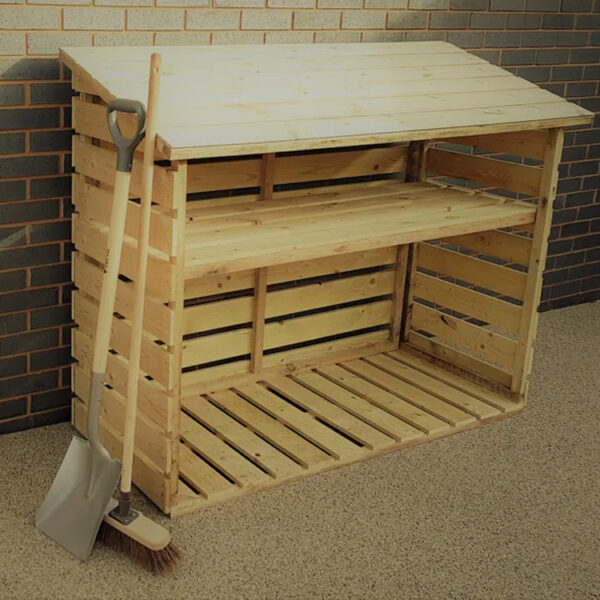 Ventilated Timber Log Store with Raised Floor and Shiplap Roof