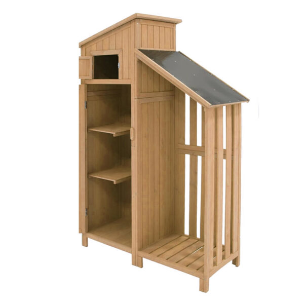 Wood Sliding Door Tool Shed with Slanted Roof