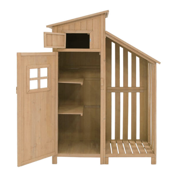 Wood Sliding Door Tool Shed with Slanted Roof