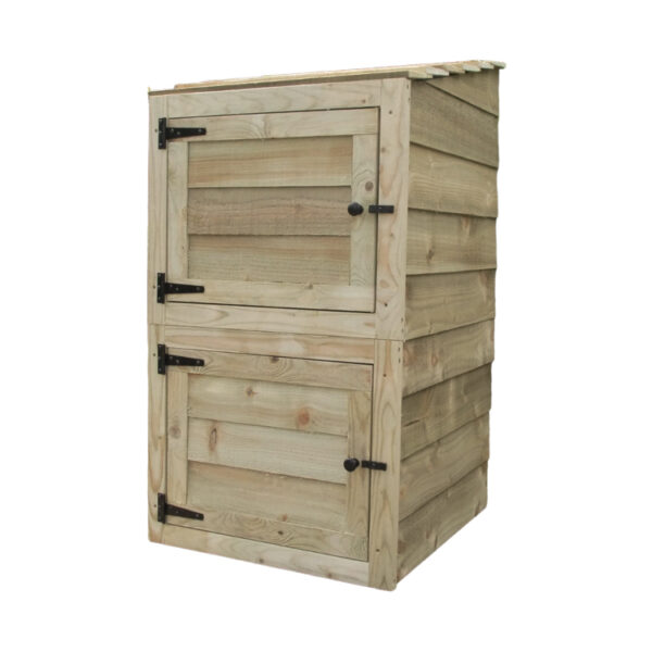 Wooden Double Recycling Bin Cabinet with Doors