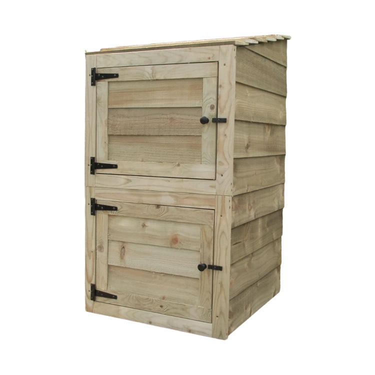 Wooden Double Recycling Bin Cabinet with Doors