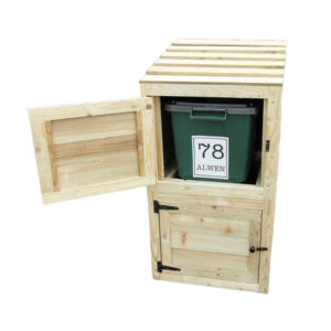 Wooden Double Recycling Bin Cabinet with Doors