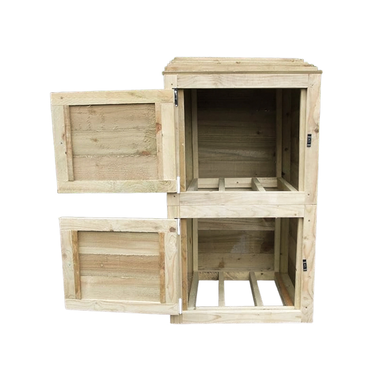 Wooden Double Recycling Bin Cabinet with Doors