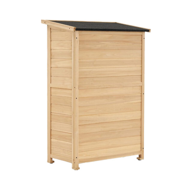 Wooden Outdoor Storage Cabinet with Sloping Roof and Adjustable Shelves