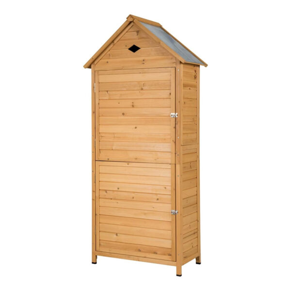 Wooden Outdoor Storage Shed with Lockable Doors and Shelves