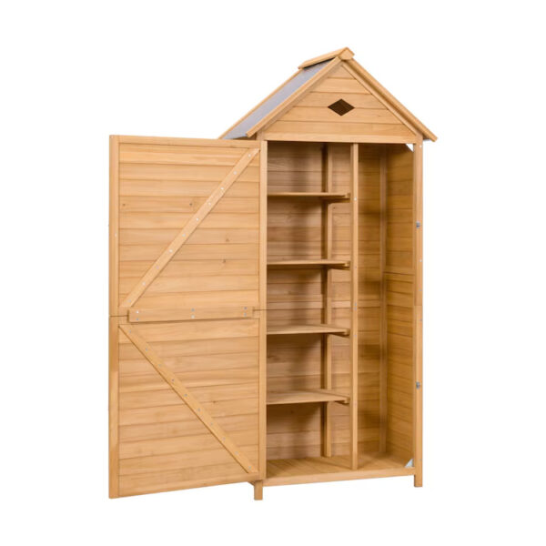 Wooden Outdoor Storage Shed with Lockable Doors and Shelves
