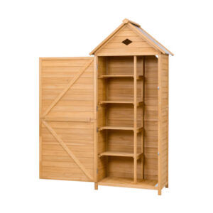 Wooden Outdoor Storage Shed with Lockable Doors and Shelves