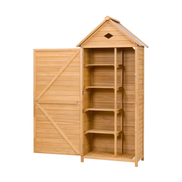 Wooden Outdoor Storage Shed with Lockable Doors and Shelves