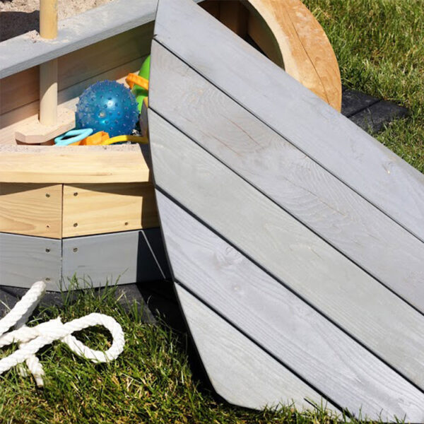 Wooden Pirate Ship Sandbox with Canopy and Storage