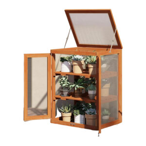 ​3-Tier Wooden Greenhouse with Adjustable Shelves​