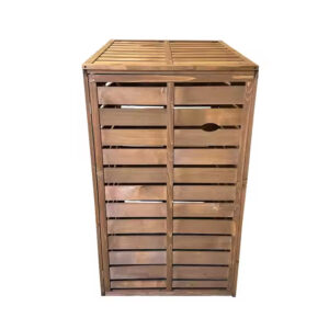 ​​Double Compartment Outdoor Wooden Storage Bin with Lid​​
