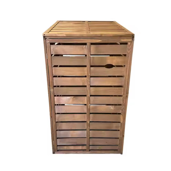 ​​Double Compartment Outdoor Wooden Storage Bin with Lid​​