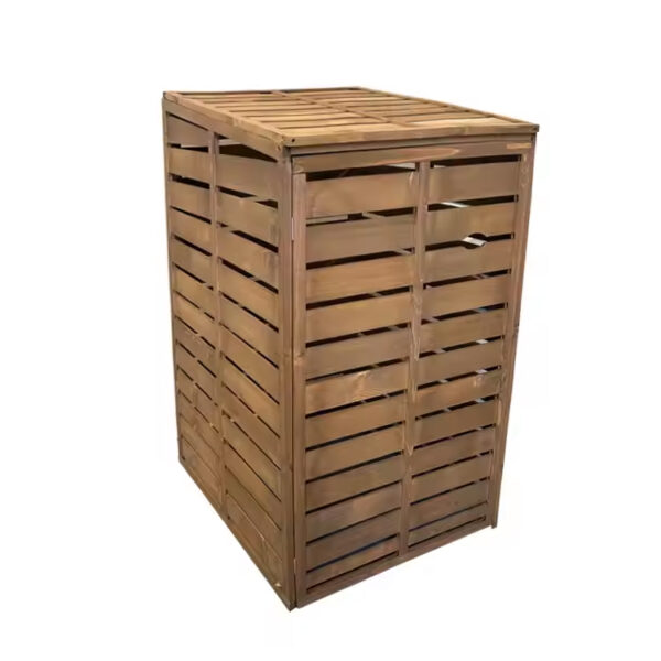 ​​Double Compartment Outdoor Wooden Storage Bin with Lid​​