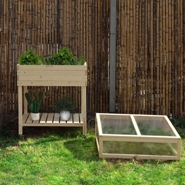 ​​Elevated Raised Garden Bed with Greenhouse Cold Frame and Wheels​​