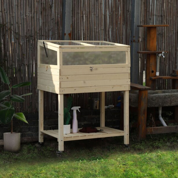 ​​Elevated Raised Garden Bed with Greenhouse Cold Frame and Wheels​​