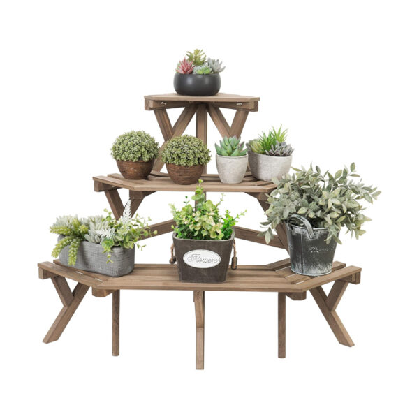 3-Tier Corner Wood Plant Stand