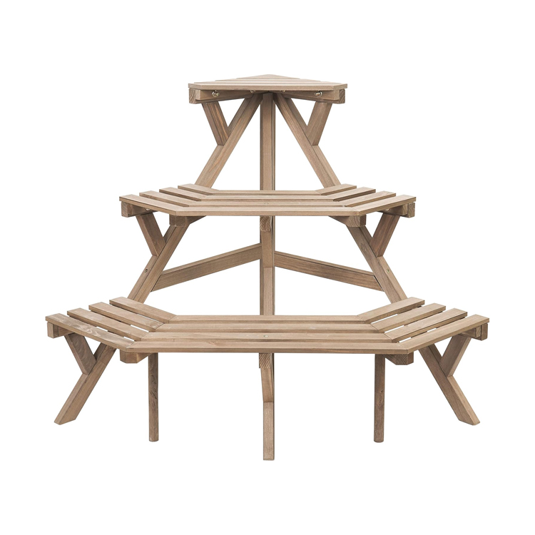 3-Tier Corner Wood Plant Stand