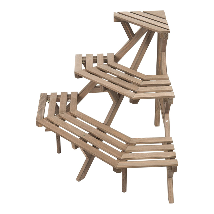 3-Tier Corner Wood Plant Stand