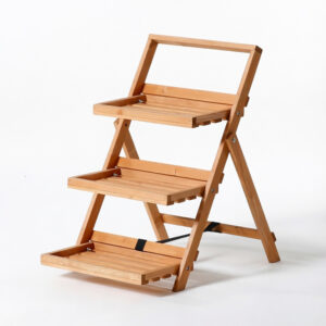 3-Tier Foldable Wooden Plant Stand and Ladder Display Shelf