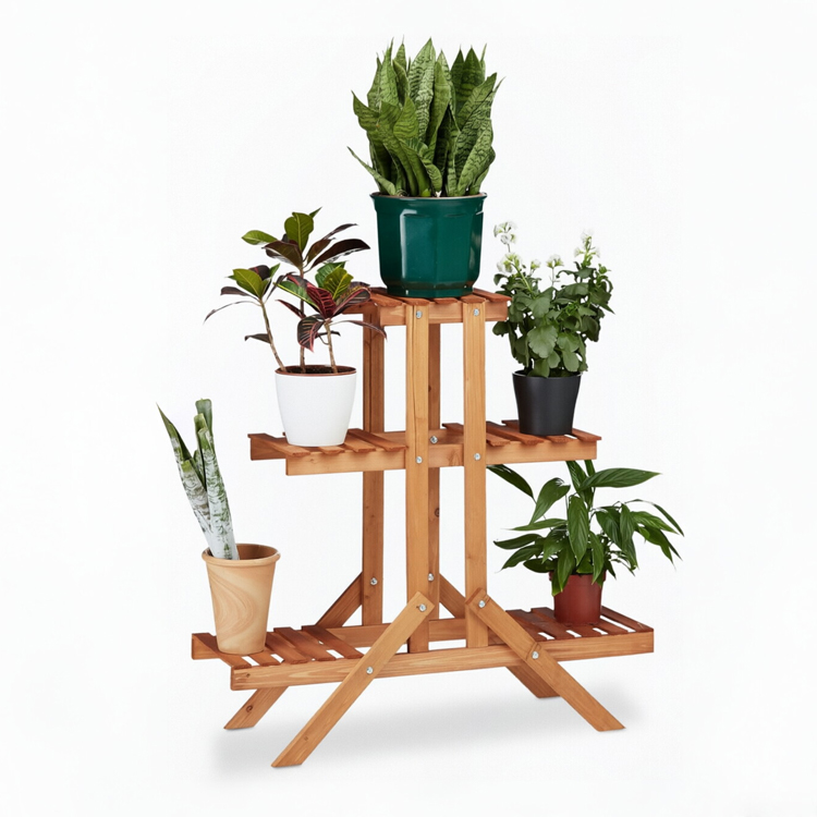 3-Tier Multi-Level Wooden Plant Display Stand
